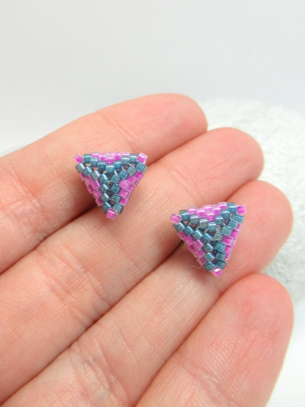 Luminous Peyote triangle earrings